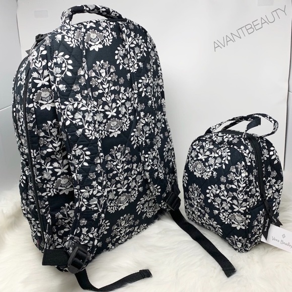 Vera Bradley chandelier black backpack lunch bunch - Picture 2 of 7